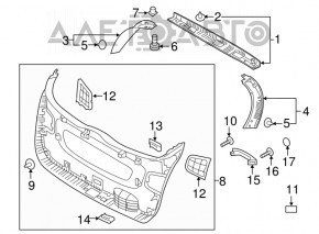 Left trunk door trim Kia Sorento 16-20 black