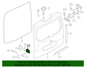 Left tailgate bumper Ford C-max MK2 13-18 on the door, without rubber pad