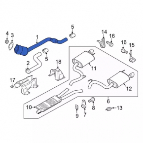 Intake pipe with catalytic converter right Ford Mustang mk6 15-17 5.0