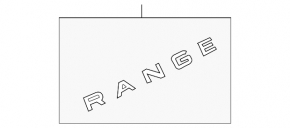 Land Rover Range Rover Evoque 12-18 chrome tailgate emblem with "RANGE" lettering