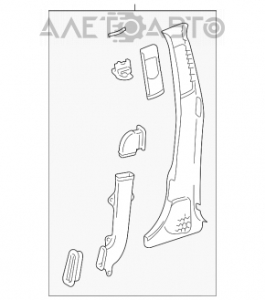 Mercedes W211 left center pillar trim, gray