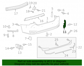 Right side rear bumper mount for Lexus ES 19-26