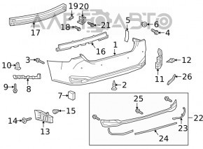 The rear bumper mount, right side, Lexus ES 19-26, is broken
