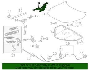 Right hood hinge for Lexus RX 23-26
