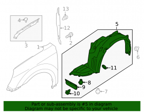 Front right fender liner Subaru Outback 10-12