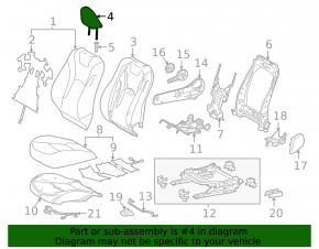 Front left headrest for Toyota Prius 50 19-22 black, fabric