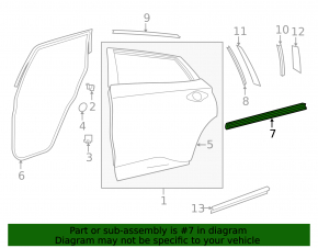 Door glass seal inner rear right Nissan Murano z52 15-18