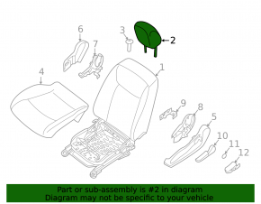 Headrest front left Nissan Leaf 13-17 leather black