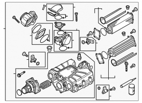 Compressor assembly Porsche Cayenne 958 11-17 Hybrid with throttle valve and intercoolers