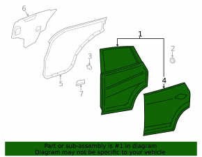 Door assembly rear left Nissan Rogue 14-20 olive EAN