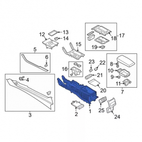 Central console armrest Ford Fusion mk5 17-20 black, with air duct, scuffs