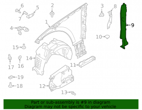Right door-wing seal for Land Rover Range Rover Velar 18-23