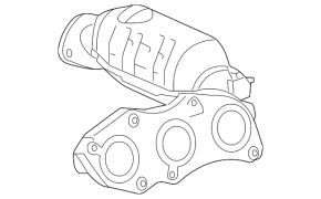Rear exhaust manifold with catalytic converter for Toyota Sienna 11-16 3.5 FWD, rusty