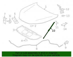 Bonnet shock absorber left Lexus NX200t NX300 NX300h 15-21