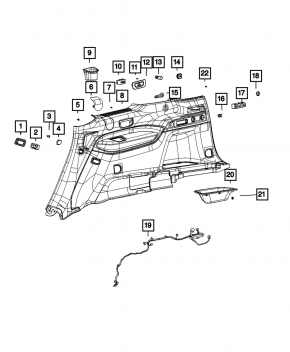 Right trunk box for Jeep Grand Cherokee WL 21-25 long