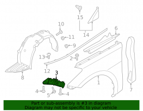 Front bumper mount, right fender, Hyundai Azera 12-17