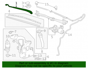 Right windshield wiper arm for Chevrolet Volt 11-15