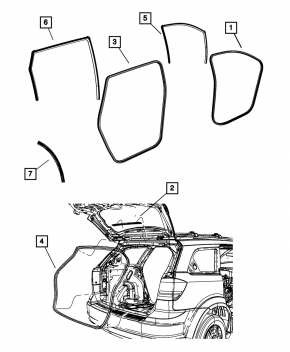 Door seal front right Dodge Journey 11-20, torn, worn
