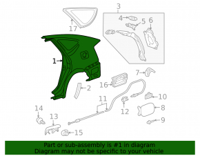 Quarter wing rear left for repair Toyota Prius 20 04-09