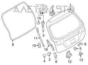 Left tailgate seal Subaru Outback 15-19