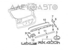 Emblem inscription RX400h rear Lexus RX400h 06-08 type 2