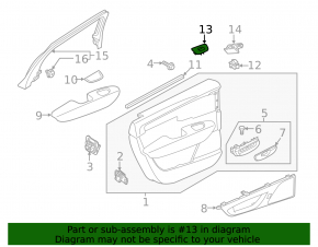Rear left window lift control trim Volvo XC60 18-23 grey