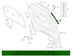 Left hood seal for Audi Q8 19-25