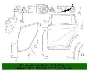 Door casing seal inner rear right Toyota Highlander 20-