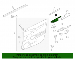 Black front right window control trim for a 19-22 Honda Insight
