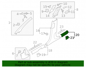 Door sill trim inner rear left Hyundai Tucson 16-21 black, rubbed