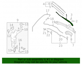 Left wiper arm for Mazda3 03-09