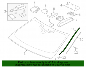 Left windshield molding for Jaguar XF 16-23