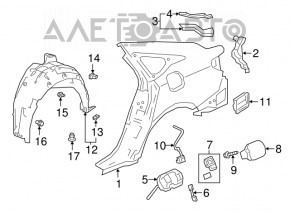 Quarter wing rear right Honda Accord 18-22 under the hatch, on the body, graphite, butt