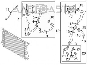 Lower cooling pipe for Audi A6 C7 16-18 restyling 2.0 with temperature sensor, without 1 pipe