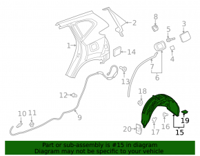 Rear left mudguard Honda CRV 17-19 under R17