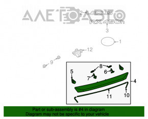 Trunk door molding Lexus RX350 RX450h 10-15 chrome under the camera, scratch