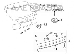 Trunk door molding Lexus RX350 RX450h 10-15 chrome under the camera, scratch