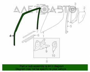 Rear left window seal for Suzuki Kizashi 10-15