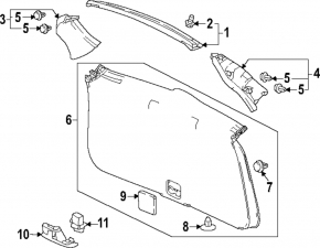 Trunk door trim right Honda CRV 23- black