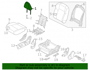 Front right headrest Nissan Rogue 21-26 black leather