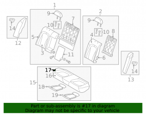Kia Optima 11-15 rear seat cushion, gray velour, water damage