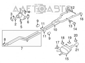 Left muffler middle part bracket BMW 5 F10 11-16 with rubber