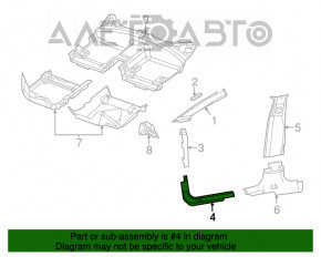 Door sill trim inner front right Chrysler 200 15-17 black