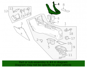 Buick Encore 17-22 black upper center console trim