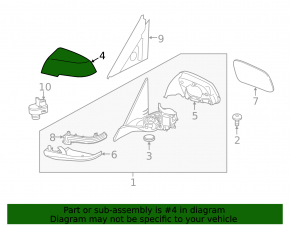 Right side mirror cover for BMW 3 F30 4d 12-18 (upper)