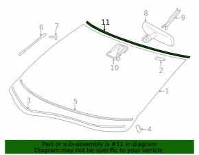 Upper windshield molding Nissan Leaf 13-17