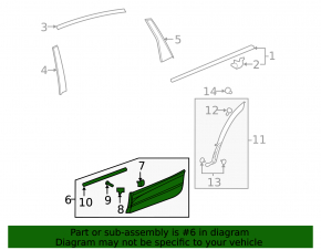 Lower rear right door trim for Honda CRV 17-22 Touring, structure with chrome molding, scratches, dented