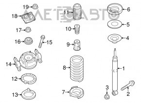 Shock absorber support rear left VW Touareg 11-17
