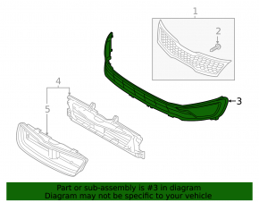 Lower grille front bumper Kia Optima 11-13 hybrid with chrome molding