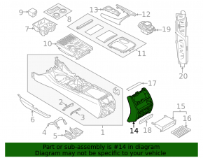 Rear center console trim for BMW 7 G11 G12 16-19 black, with cigarette lighters and cover, scratches